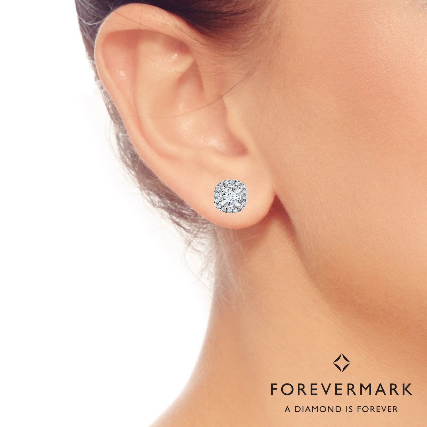 Forevermark Diamond Cushion Halo Earrings in 18kt White Gold (1/3ct tw)