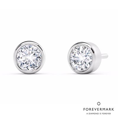 De Beers Forevermark Tribute Collection Bezel Diamond Stud Earrings in 18kt White Gold (1/3ct tw)