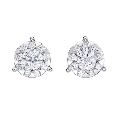 Memoire Bouquet Diamond Halo Earrings in 18kt White Gold (3/8ct tw)