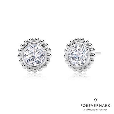 De Beers Forevermark Tribute Collection Beaded Diamond Stud Earrings in 18kt White Gold (3/8ct tw)