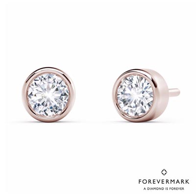 De Beers Forevermark Tribute Collection Bezel Diamond Stud Earrings in 18kt Rose Gold (3/8ct tw)