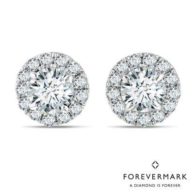 De Beers Forevermark Center of My Universe Diamond Halo Earrings in 18kt White Gold (3/4ct tw)