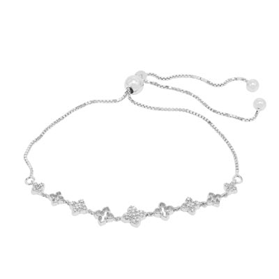 Diamond Flower Bracelet in Sterling Silver (1/10ct tw)