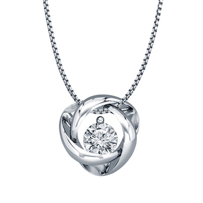 Northern Star Diamond Love Knot Necklace in Sterling Silver (.03ct tw)