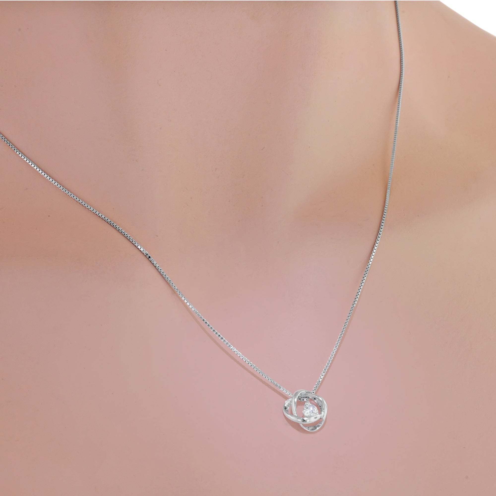 Northern Star Diamond Love Knot Collection Necklace in Sterling Silver (1/10ct tw)