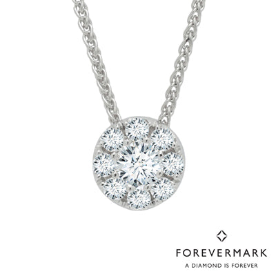 De Beers Forevermark Eternal Collection Diamond Halo Necklace in 18kt White Gold (1/5ct tw)