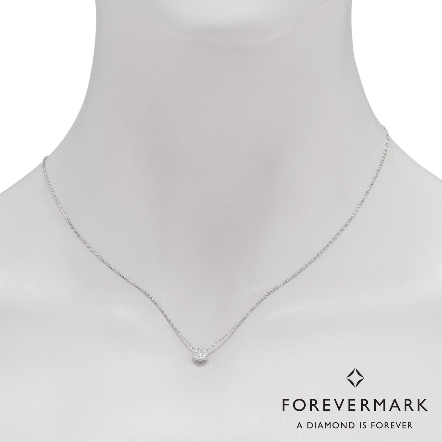 De Beers Forevermark Eternal Collection Diamond Halo Necklace in 18kt White Gold (1/5ct tw)