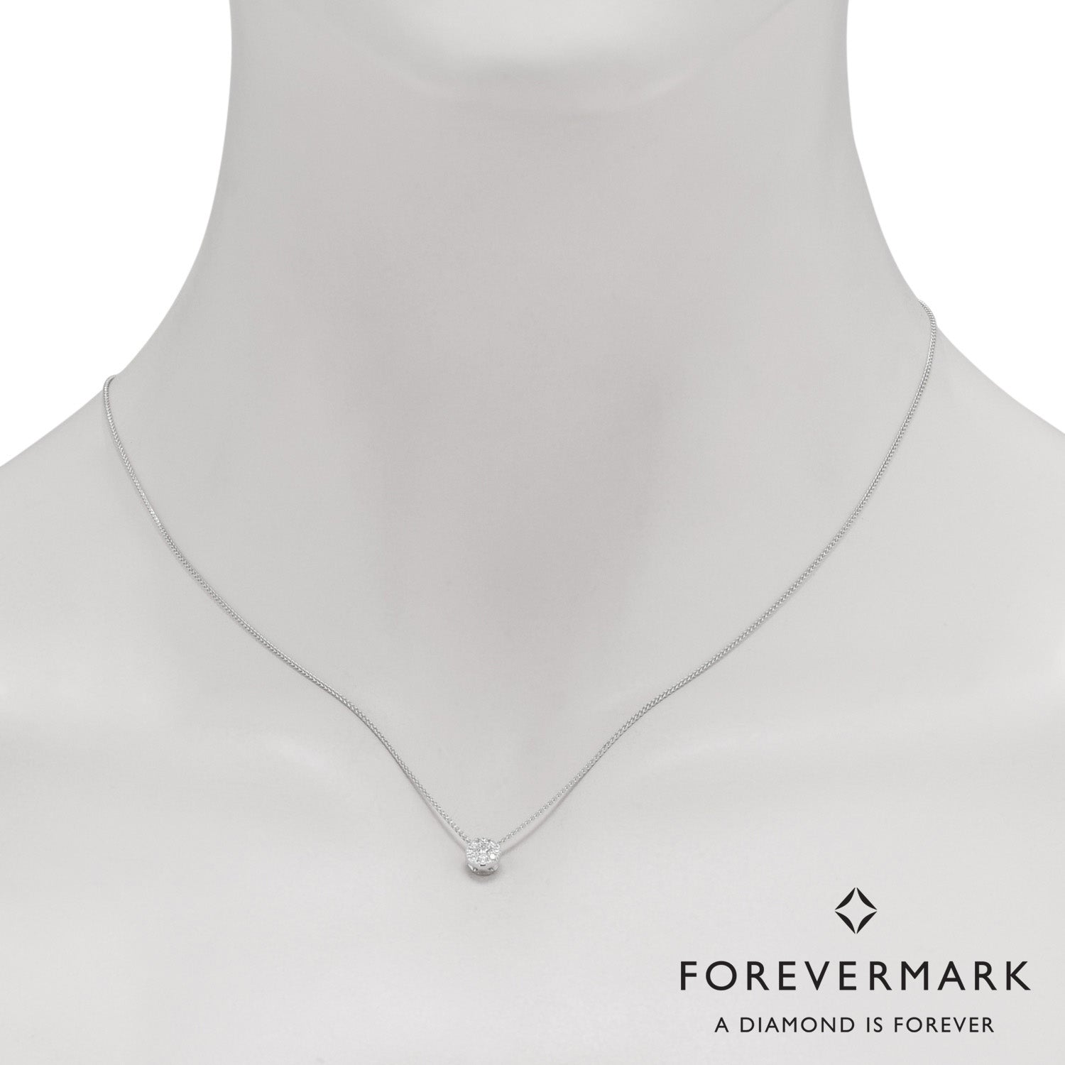 Eternal Collection Diamond Halo Necklace in 18kt White Gold (1/5ct tw)