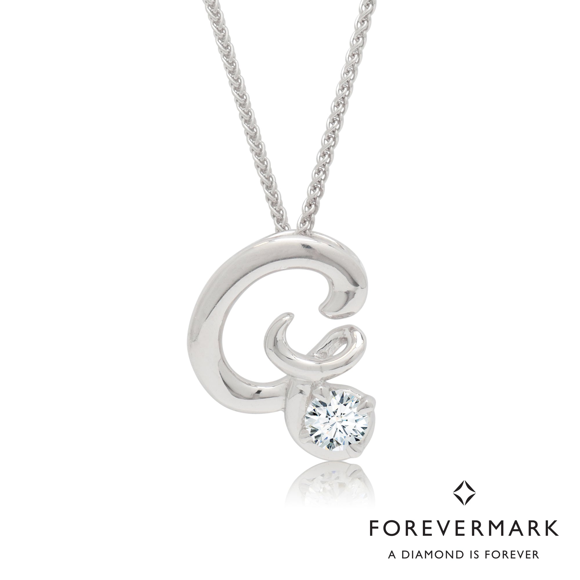 Forevermark G Initial Diamond Necklace in 18kt White Gold (1/10ct)