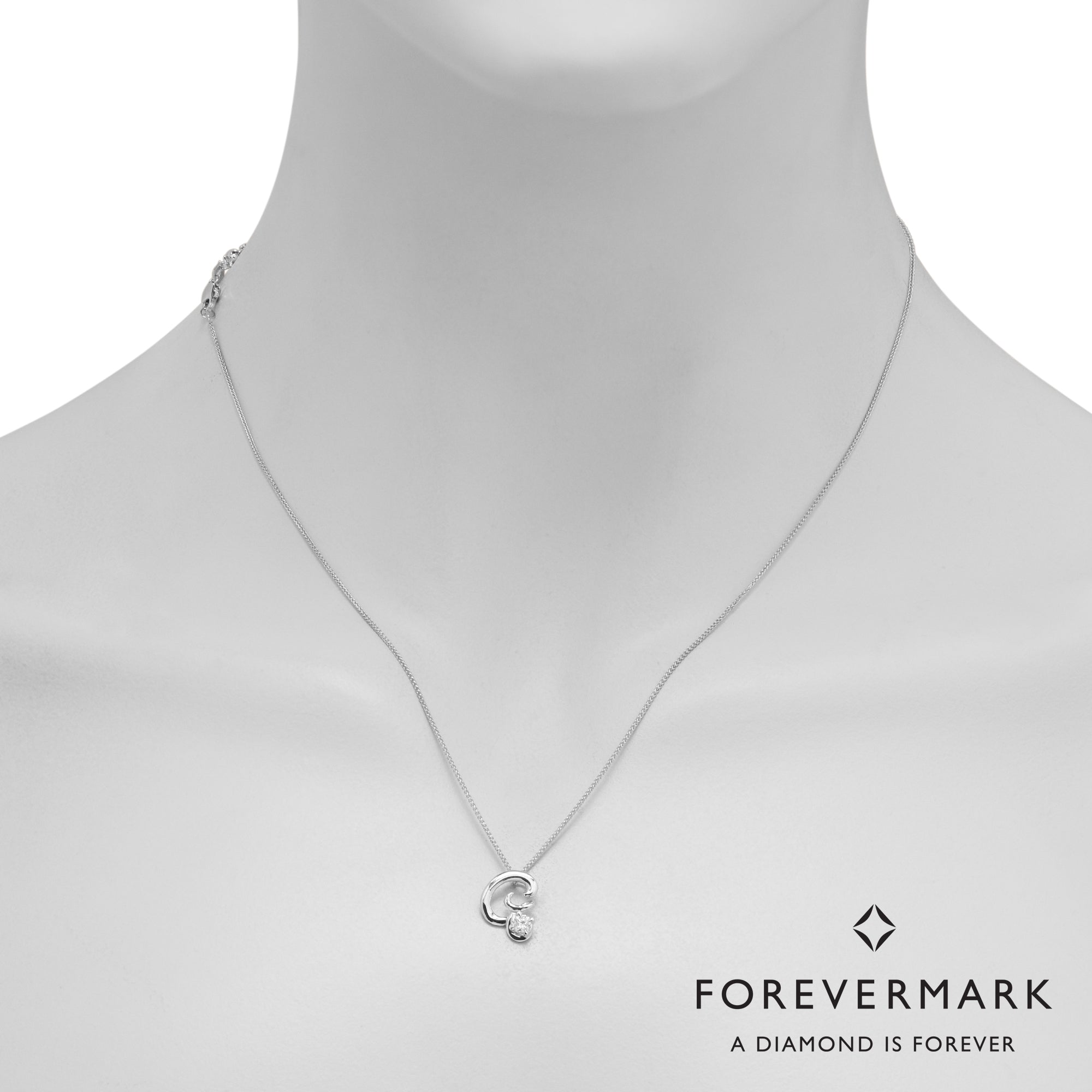 Forevermark G Initial Diamond Necklace in 18kt White Gold (1/10ct)