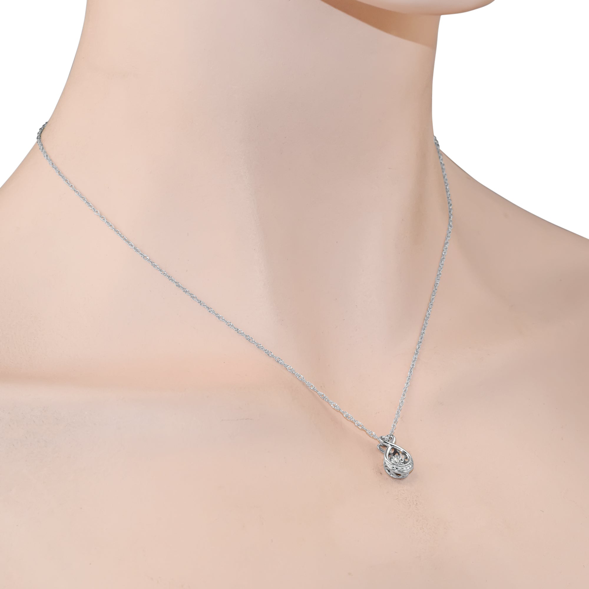 Heart Beat Diamond Earrings and Necklace Set in Sterling Silver (.05ct tw)