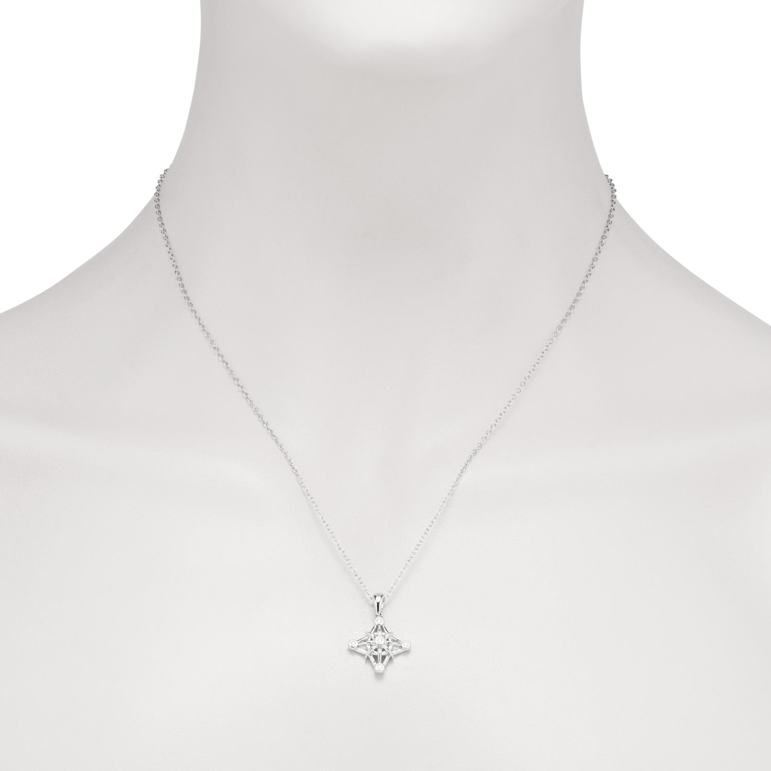 Northern Star Diamond Celestial Collection Necklace in Sterling Silver (1/20ct tw)