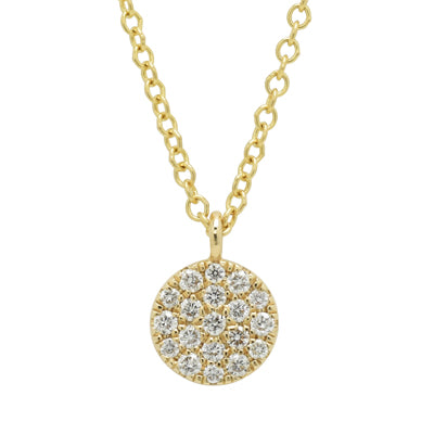 Gabriel Diamond Pave Disc Necklace in 14kt Yellow Gold (1/10ct tw)