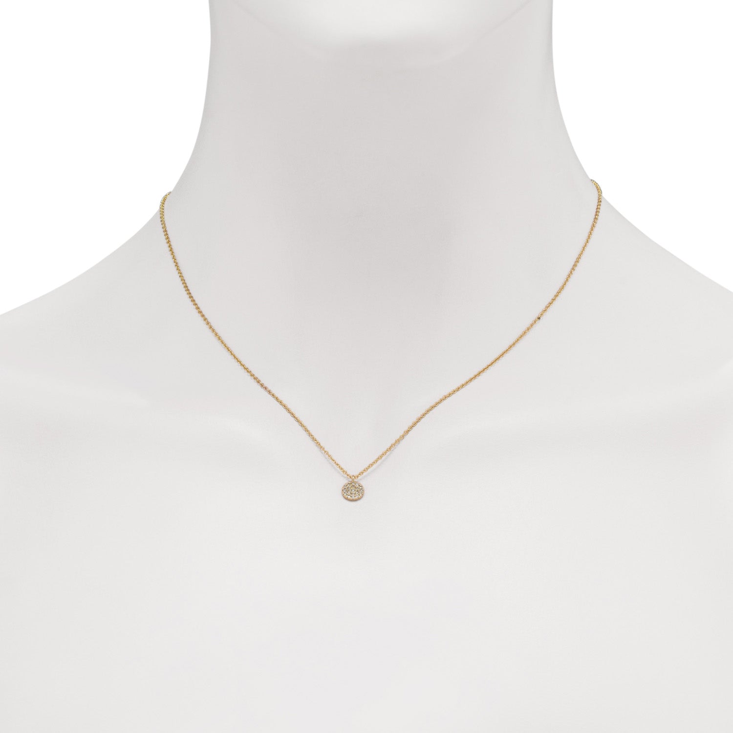 Gabriel Diamond Pave Disc Necklace in 14kt Yellow Gold (1/10ct tw)