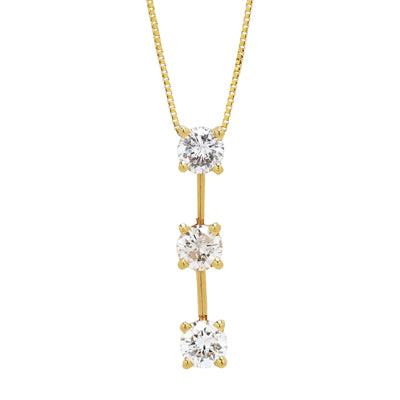 Estate Three Diamond Necklace in 14kt Yellow Gold (7/8ct tw)