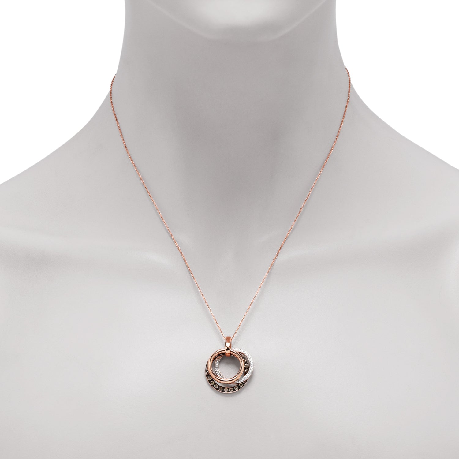 Le Vian Chocolate and Vanilla Diamond Necklace in 14kt Strawberry Gold (3/4ct tw)