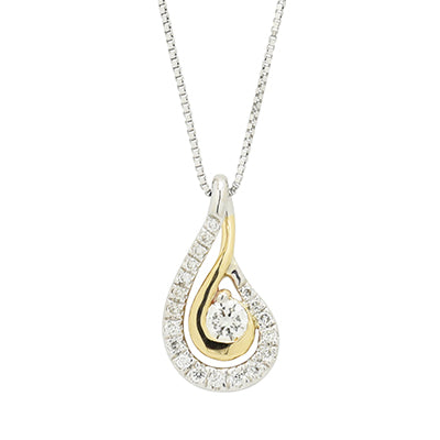 Northern Star Diamond Embrace Collection Necklace in 10kt White and Yellow Gold (1/7ct tw)