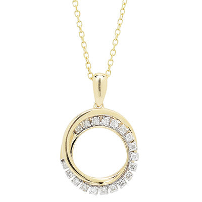Diamond Circle Necklace in 10kt Yellow Gold (1/10ct tw)