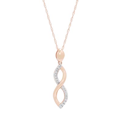 Diamond Twist Necklace in 10kt Rose Gold (1/10ct tw)