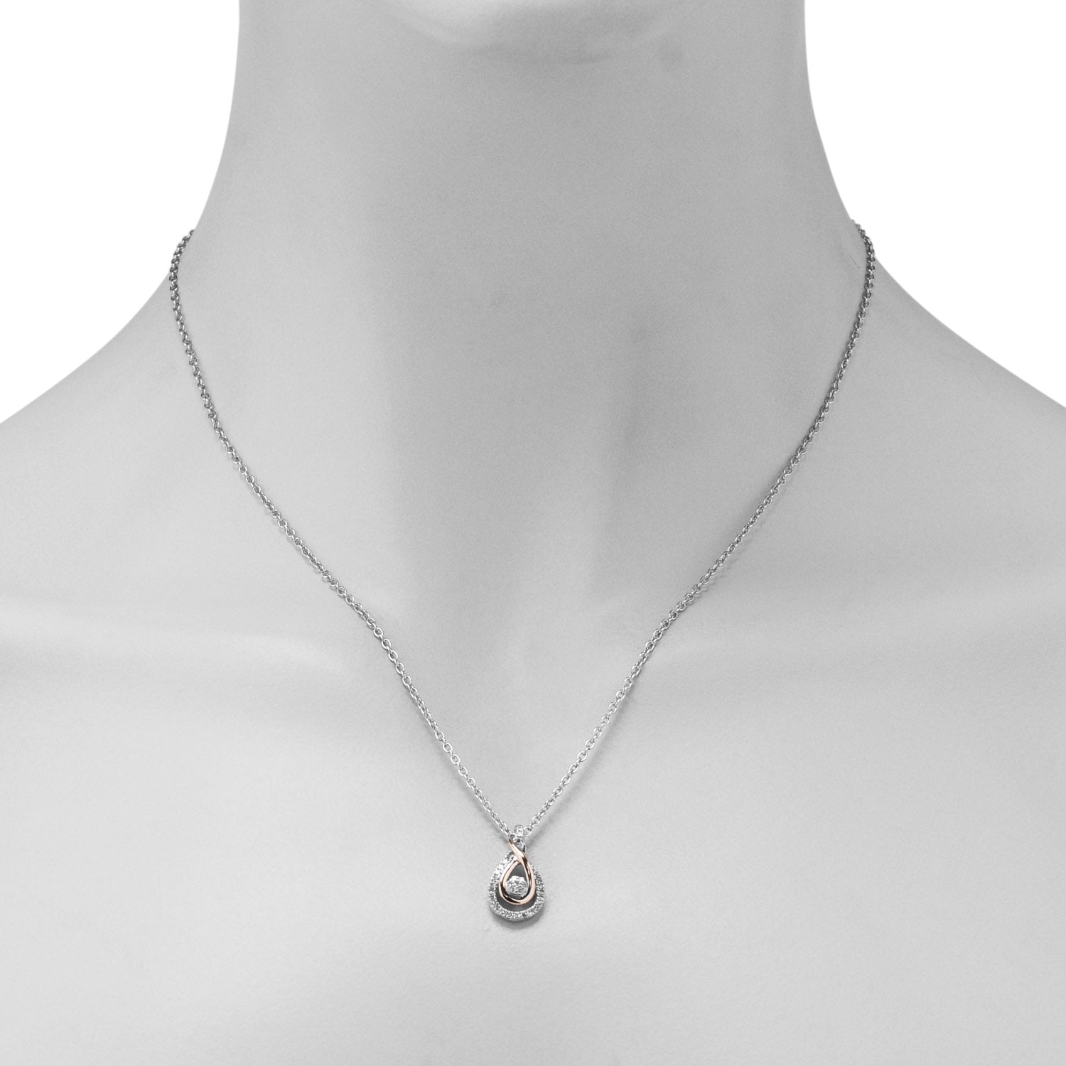 Diamond Necklace in Sterling Silver and 10kt Rose Gold (1/7ct tw)
