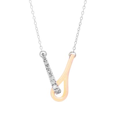 Diamond Necklace in Sterling Silver and 14kt Rose Gold (1/4ct tw)