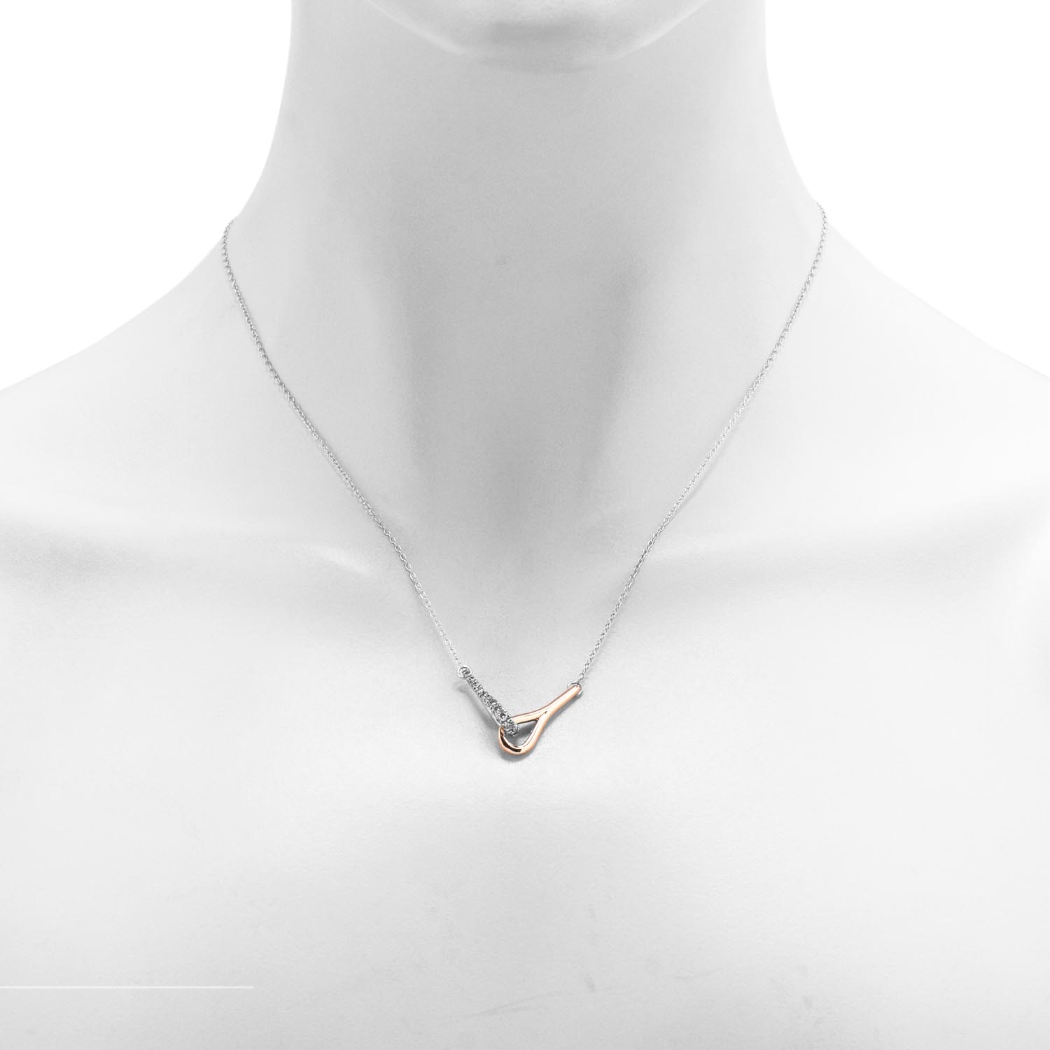 Diamond Necklace in Sterling Silver and 14kt Rose Gold (1/4ct tw)