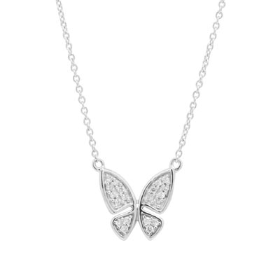 Diamond Butterfly Necklace in 14kt White Gold (1/10ct tw)