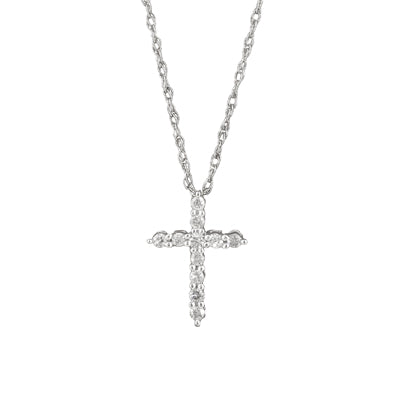 Diamond Cross Necklace in 14kt White Gold (1/10ct tw)