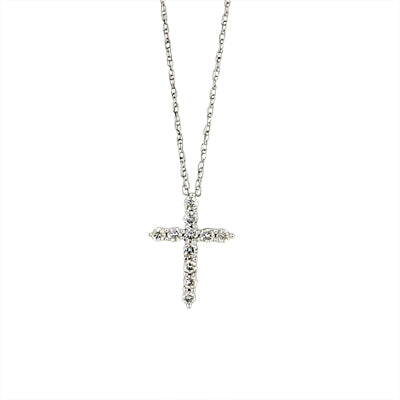 Diamond Cross Necklace in 14kt White Gold (1/4ct tw)
