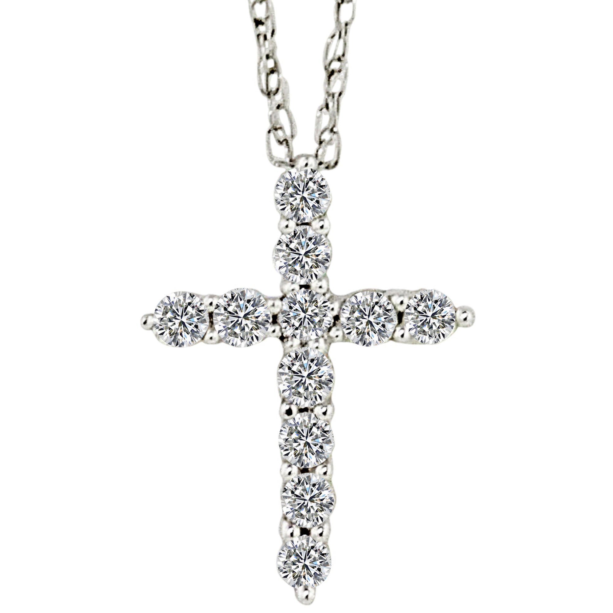 Diamond Cross Necklace in 14kt White Gold (1/4ct tw)