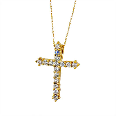 Diamond Cross Necklace in 14kt Yellow Gold (1ct tw)
