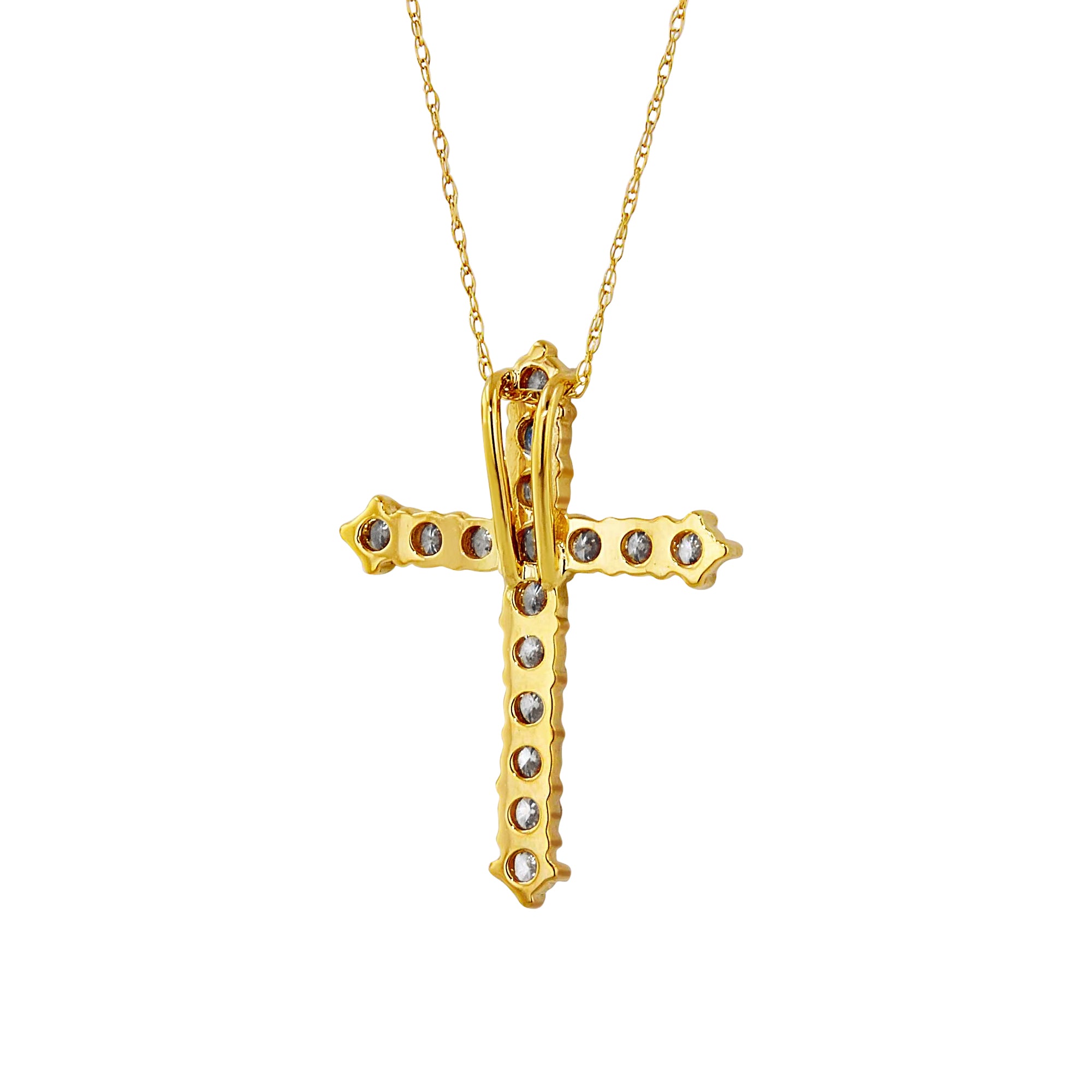 Diamond Cross Necklace in 14kt Yellow Gold (1ct tw)