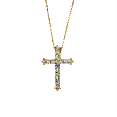 Diamond Cross Necklace in 14kt Yellow Gold (2ct tw)