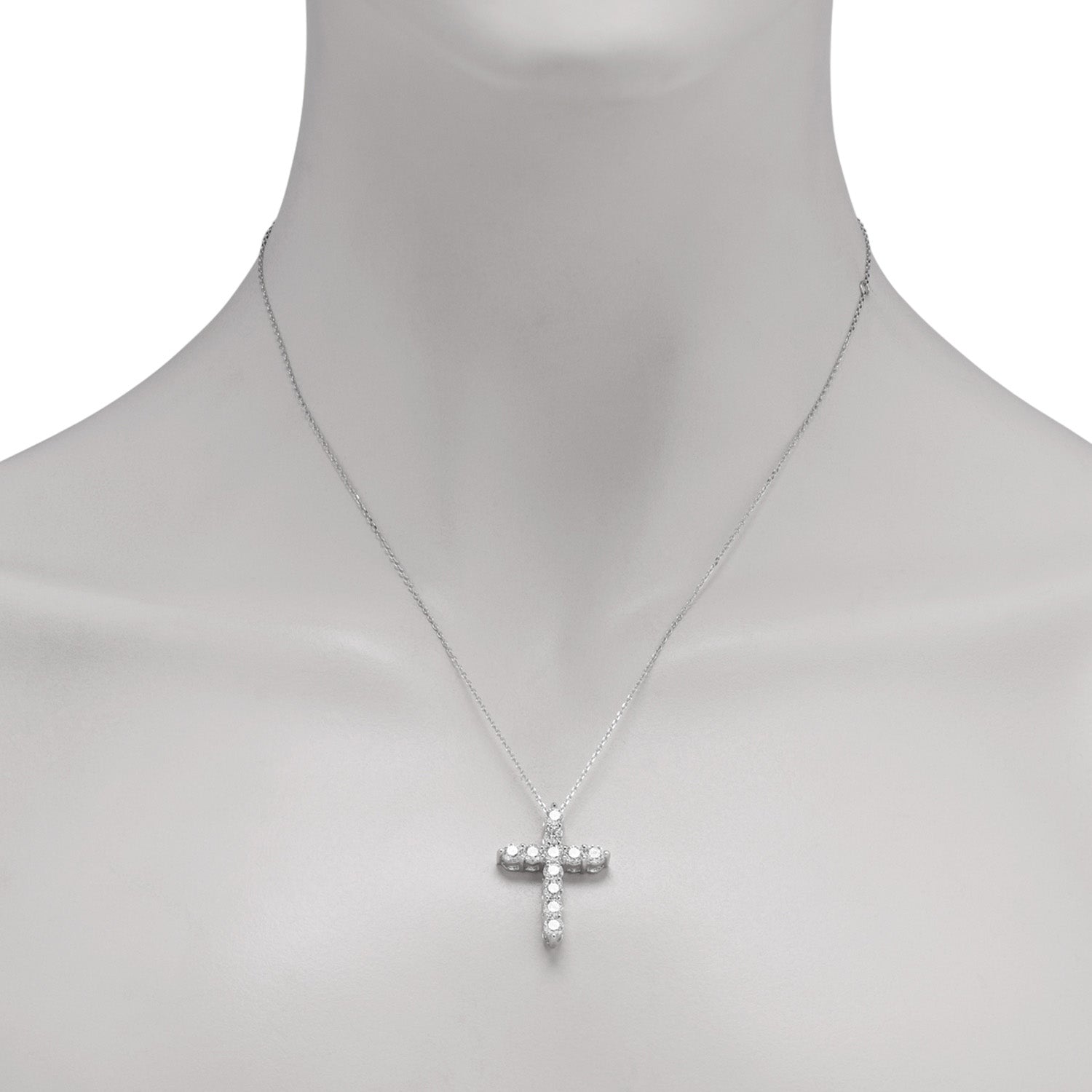 Diamond Cross Necklace in 14kt White Gold (2ct tw)