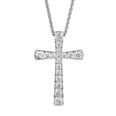 Diamond Cross Necklace in 14kt White Gold (1/5ct tw)