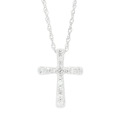 Diamond Cross Necklace in 10kt White Gold (1/10ct tw)