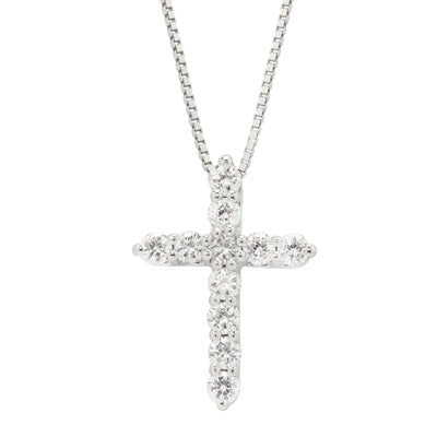 Northern Star Diamond Cross Necklace in 10kt White Gold (1/4ct tw)