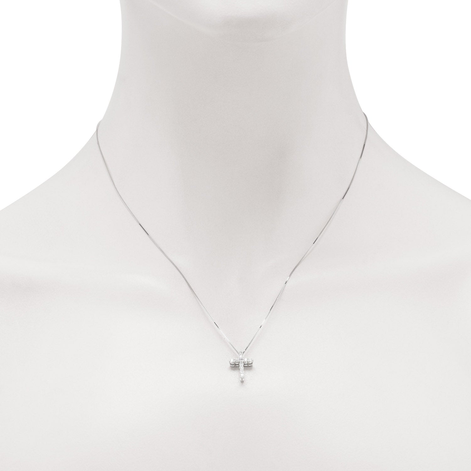 Northern Star Diamond Cross Necklace in 10kt White Gold (1/4ct tw)