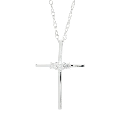 Diamond Cross Necklace in Sterling Silver (1/10ct tw)