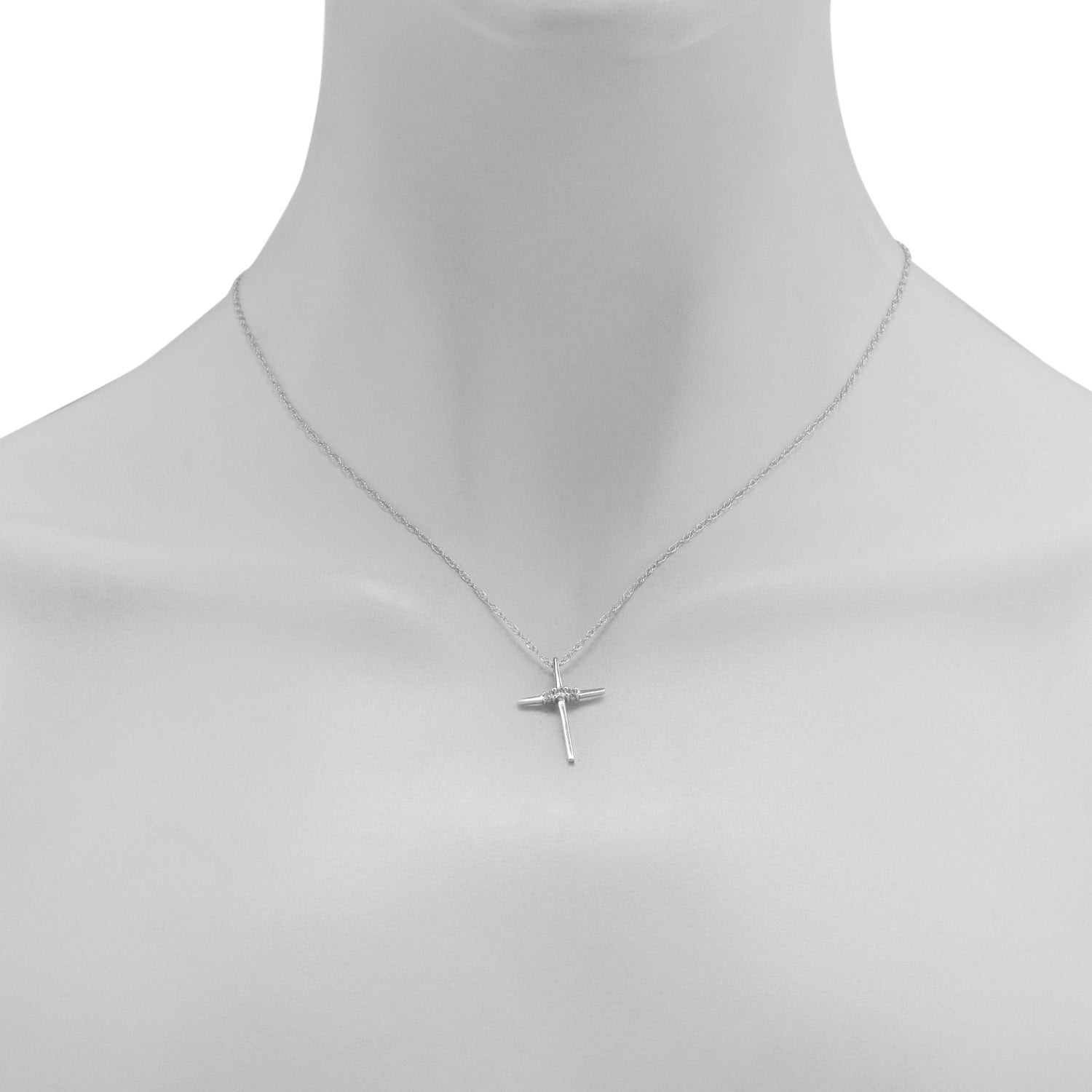 Diamond Cross Necklace in Sterling Silver (1/10ct tw)