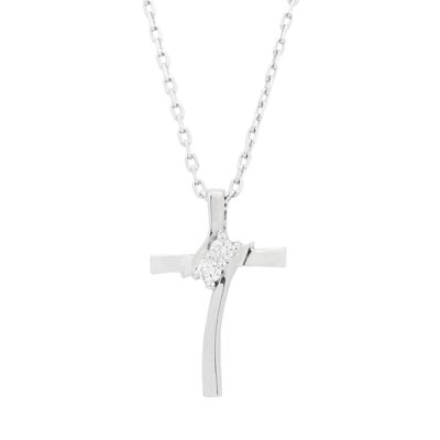 Diamond Cross Necklace in Sterling Silver (1/20ct tw)