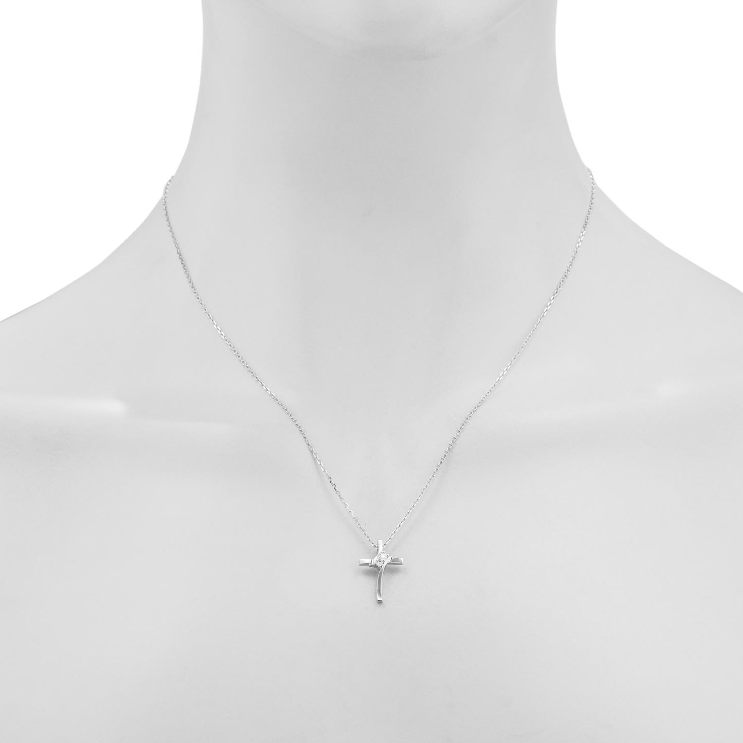 Diamond Cross Necklace in Sterling Silver (1/20ct tw)