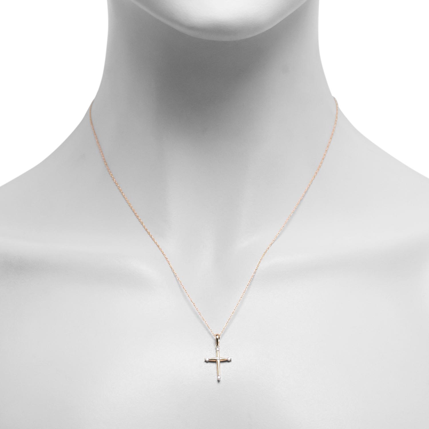 Diamond Cross Necklace in 14kt Yellow Gold (1/20ct tw)
