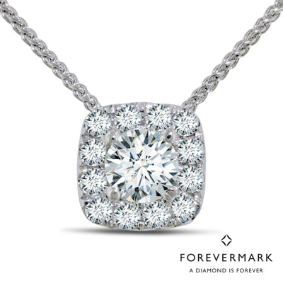 Forevermark Center of my Universe Diamond Halo Necklace in 18kt White Gold (3/8ct tw)
