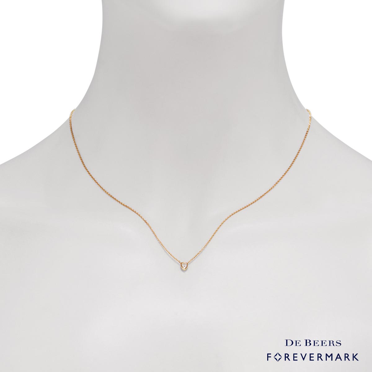 De Beers Forevermark Pear Necklace in 18kt Yellow Gold (1/5ct)