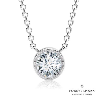Forevermark Tribute Collection Round Diamond Milgrain Necklace in 18kt White Gold (1/2ct)