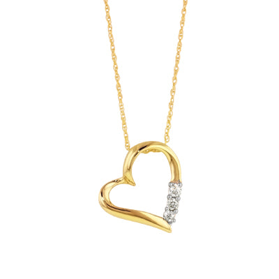 Diamond Heart Necklace in 10kt Yellow Gold (1/10ct tw)