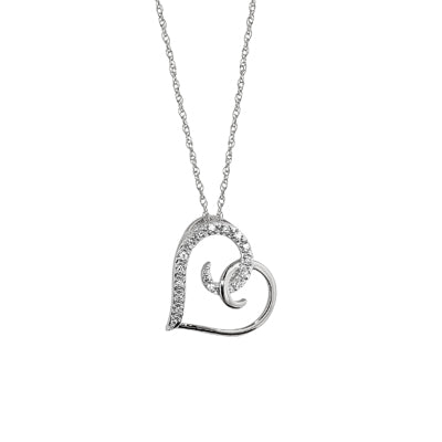 Diamond Heart Necklace in 10kt White Gold (.05ct tw)