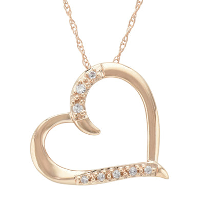 Diamond Heart Necklace in 10kt Rose Gold (.05ct tw)