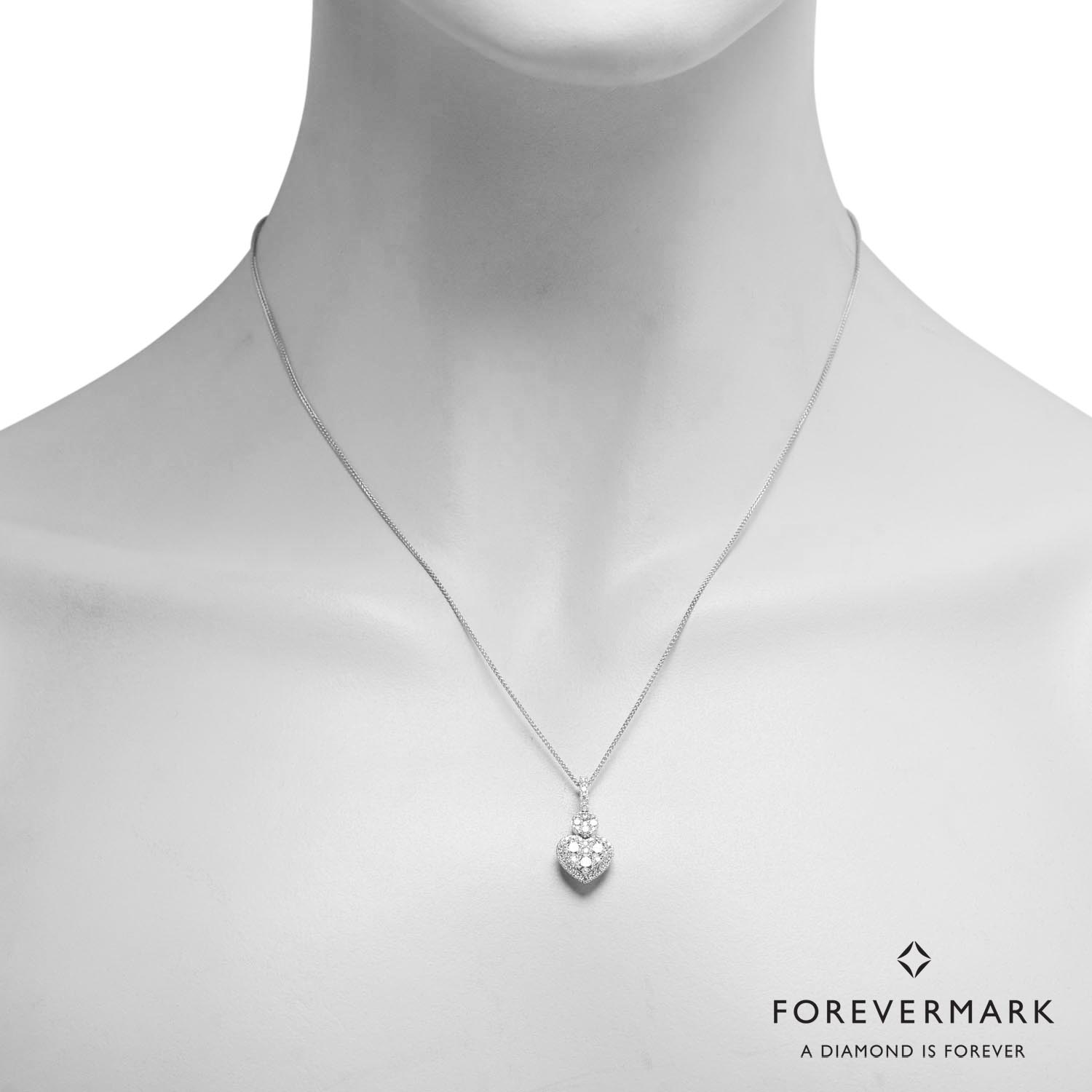 De Beers Forevermark Diamond Heart Necklace in 18kt White Gold (3/4ct tw)